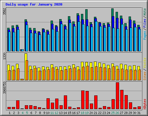 Daily usage for January 2020