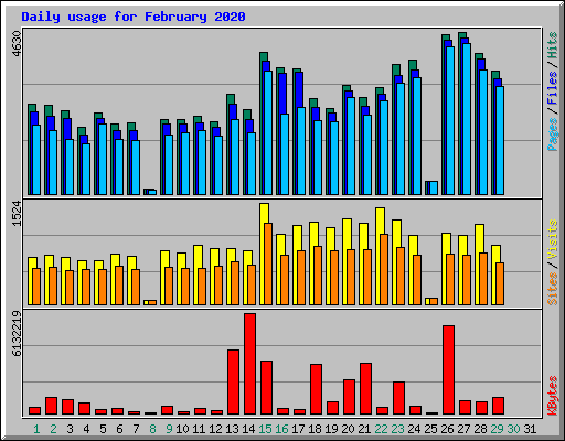 Daily usage for February 2020