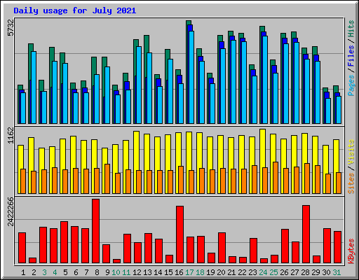 Daily usage for July 2021