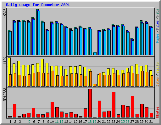 Daily usage for December 2021