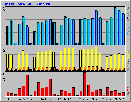Daily usage for August 2023