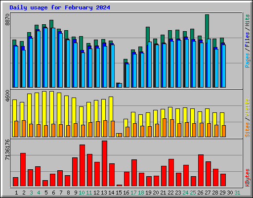 Daily usage for February 2024