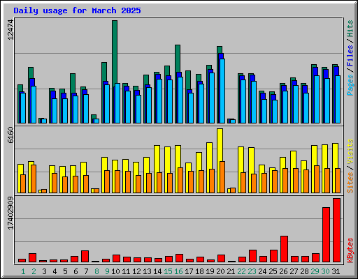 Daily usage for March 2025