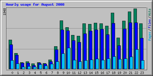 Hourly usage for August 2008